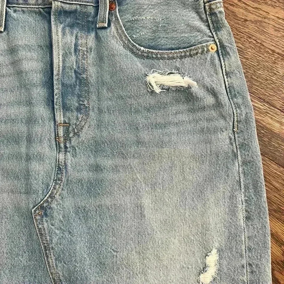 Levi’s + Free People Deconstructed Denim High Waisted Skirt sz 28 - Picture 6 of 8